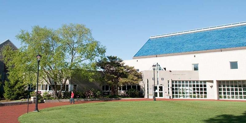 Bryn Athyn College's Swedenborg Library exterior and the Brickman bean