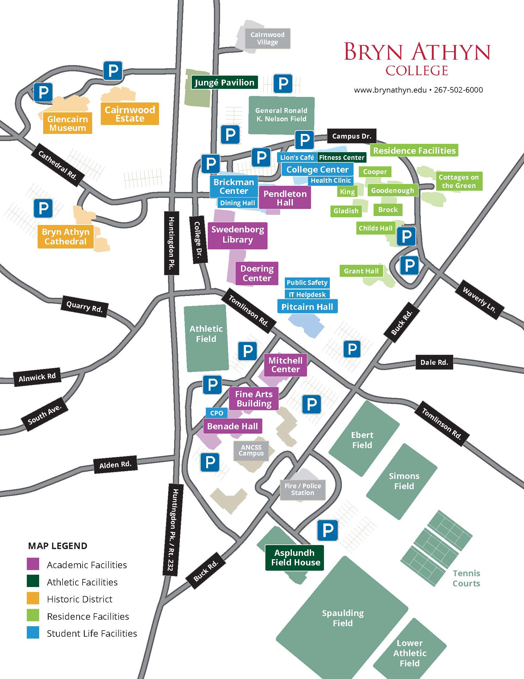 Campus map of Bryn Athyn College