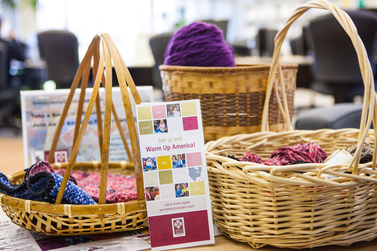 baskets full of knitting materials