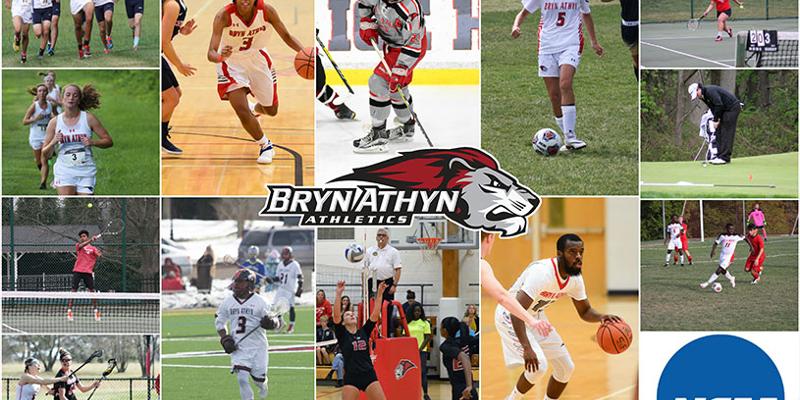 Bryn Athyn College athletics collage with photos from sports offerings