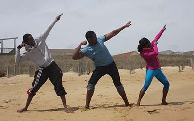 Bryn Athyn College students posing on beach
