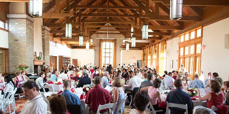 Dinner event hosted in the Brickman Center at Bryn Athyn College