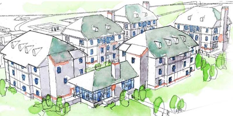 Bryn Athyn College new residence halls depicted by architect rendering 