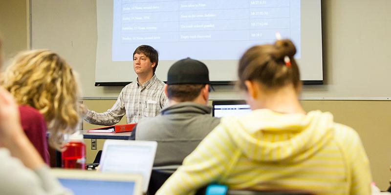 Professor teaching at Bryn Athyn College